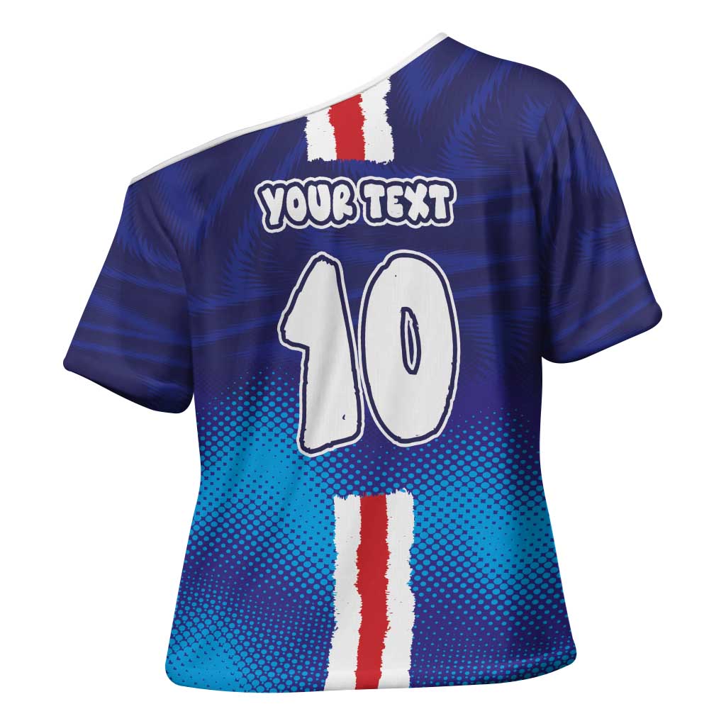 Custom Cape Verde Football Blue Shark Mascot Cross Shoulder Shirt Glory 2026