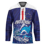 Custom Cape Verde Football Blue Shark Mascot Hockey Jersey Glory 2026
