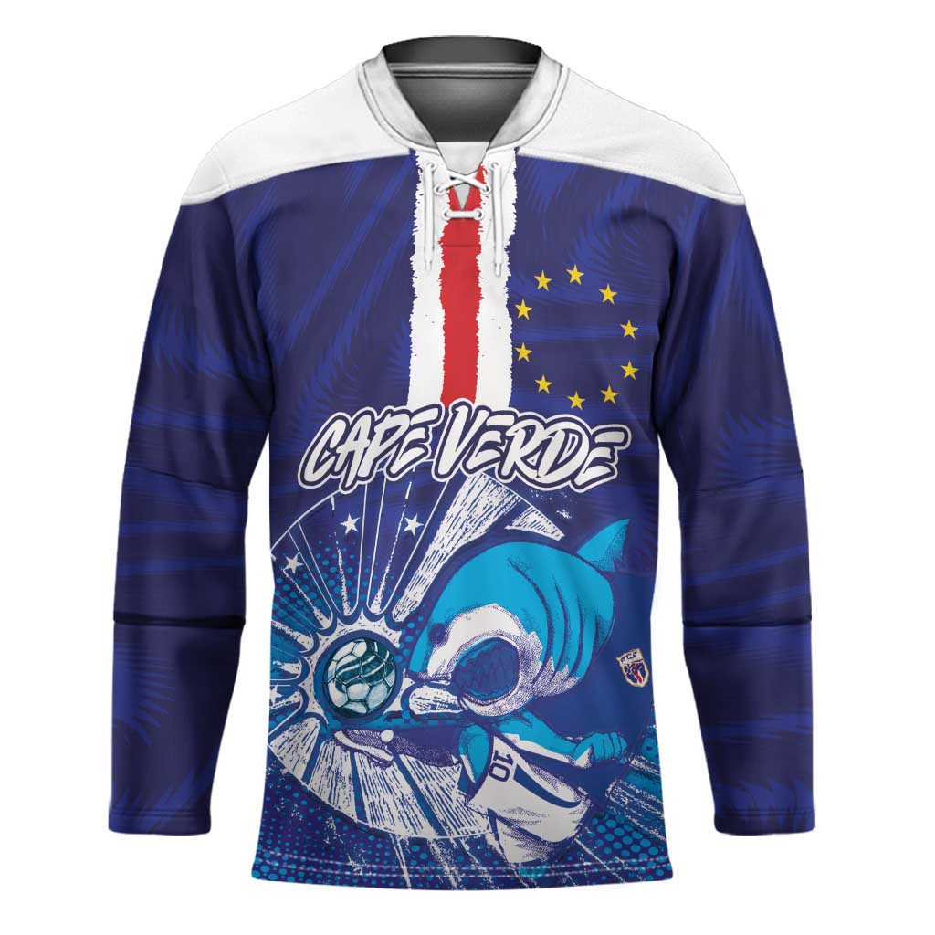 Custom Cape Verde Football Blue Shark Mascot Hockey Jersey Glory 2026