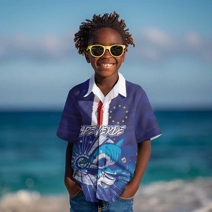 Custom Cape Verde Football Blue Shark Mascot Kid Hawaiian Shirt Glory 2026