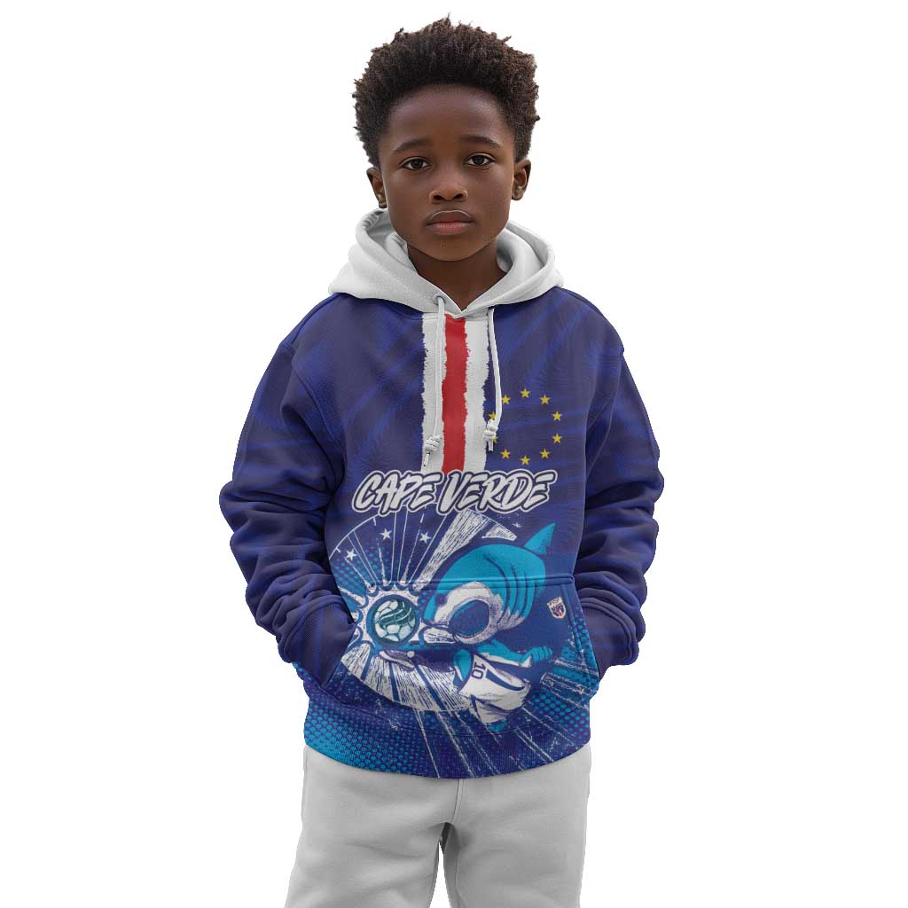 Custom Cape Verde Football Blue Shark Mascot Kid Hoodie Glory 2026