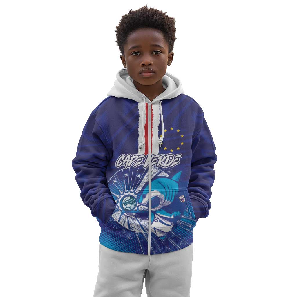 Custom Cape Verde Football Blue Shark Mascot Kid Hoodie Glory 2026