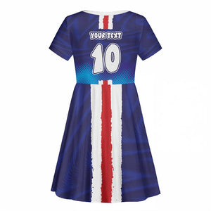 Custom Cape Verde Football Blue Shark Mascot Kid Short Sleeve Dress Glory 2026
