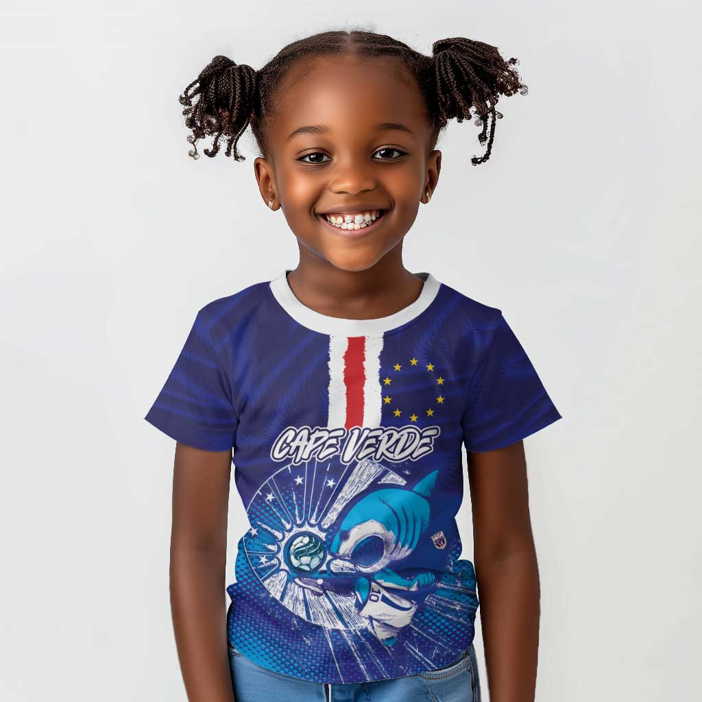 Custom Cape Verde Football Blue Shark Mascot Kid T shirt Glory 2026