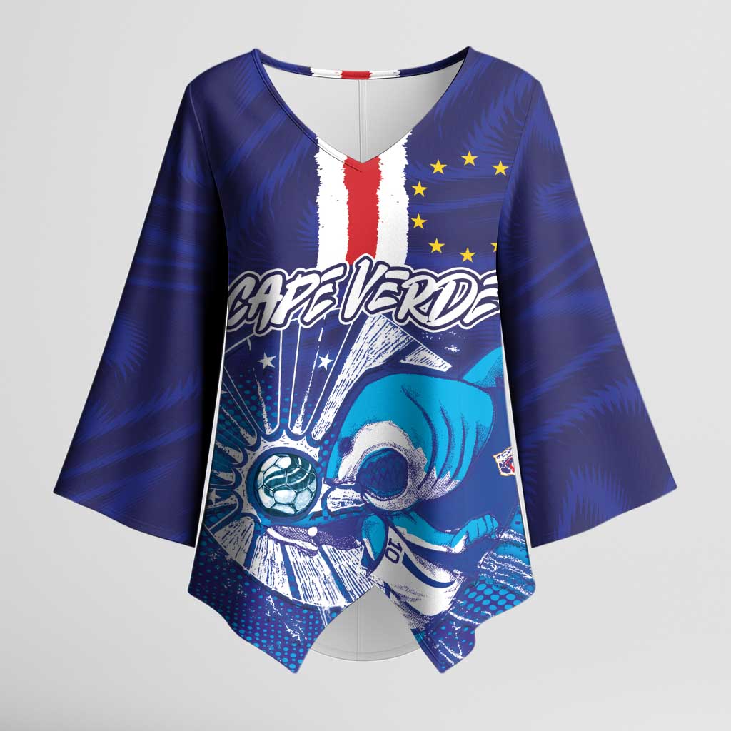 Custom Cape Verde Football Blue Shark Mascot Kimono Sleeve Blouse Glory 2026