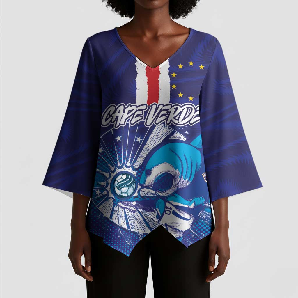 Custom Cape Verde Football Blue Shark Mascot Kimono Sleeve Blouse Glory 2026