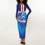 Custom Cape Verde Football Blue Shark Mascot Long Sleeve Bodycon Dress Glory 2026