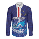 Custom Cape Verde Football Blue Shark Mascot Long Sleeve Button Shirt Glory 2026