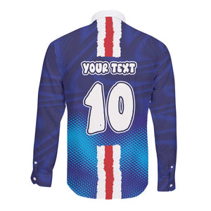 Custom Cape Verde Football Blue Shark Mascot Long Sleeve Button Shirt Glory 2026