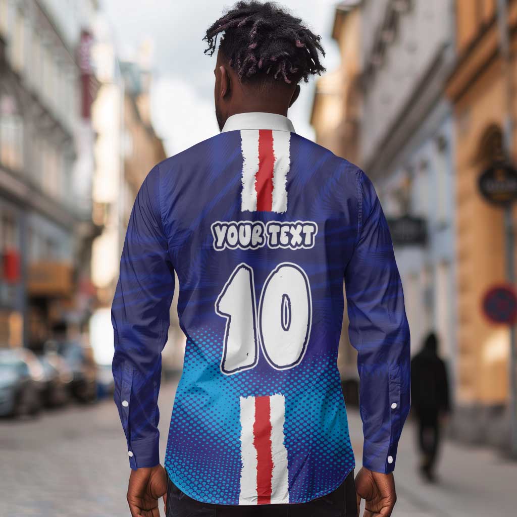 Custom Cape Verde Football Blue Shark Mascot Long Sleeve Button Shirt Glory 2026