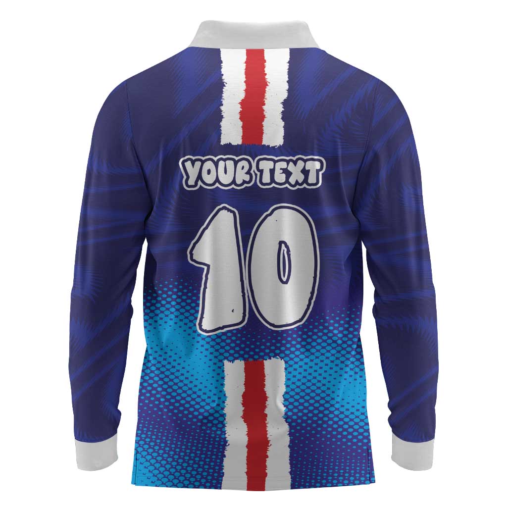 Custom Cape Verde Football Blue Shark Mascot Long Sleeve Polo Shirt Glory 2026