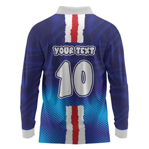 Custom Cape Verde Football Blue Shark Mascot Long Sleeve Polo Shirt Glory 2026
