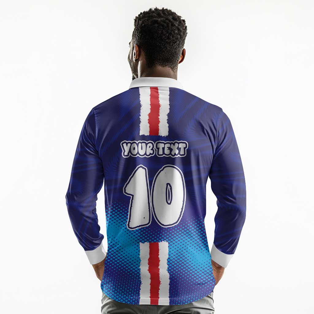 Custom Cape Verde Football Blue Shark Mascot Long Sleeve Polo Shirt Glory 2026