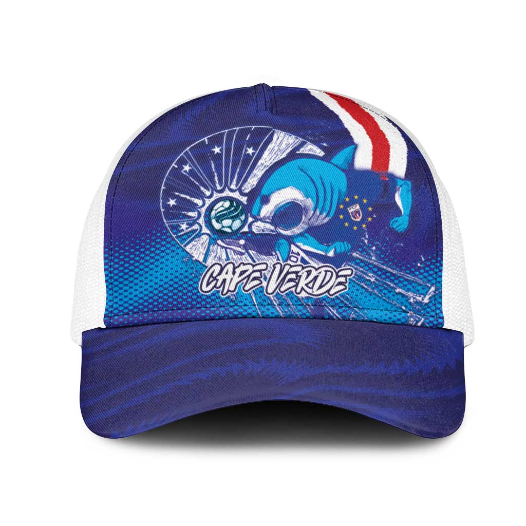 Cape Verde Football Blue Shark Mascot Mesh Trucker Cap Glory 2026
