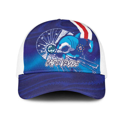 Cape Verde Football Blue Shark Mascot Mesh Trucker Cap Glory 2026