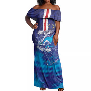 Custom Cape Verde Football Blue Shark Mascot Off Shoulder Maxi Dress Glory 2026