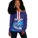 Custom Cape Verde Football Blue Shark Mascot Off Shoulder Sweater Glory 2026