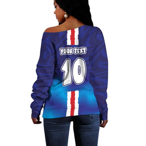 Custom Cape Verde Football Blue Shark Mascot Off Shoulder Sweater Glory 2026