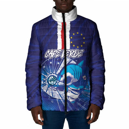 Custom Cape Verde Football Blue Shark Mascot Padded Jacket Glory 2026