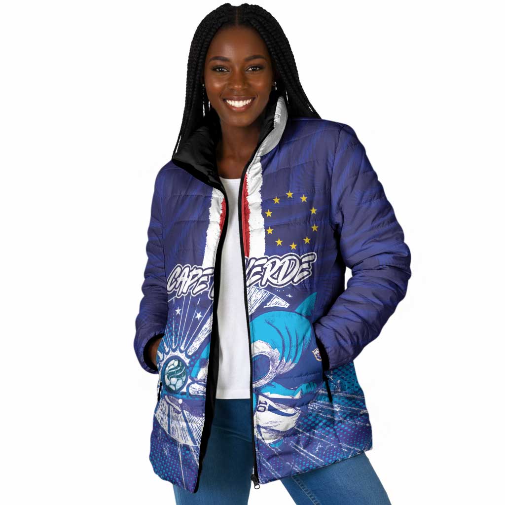 Custom Cape Verde Football Blue Shark Mascot Padded Jacket Glory 2026