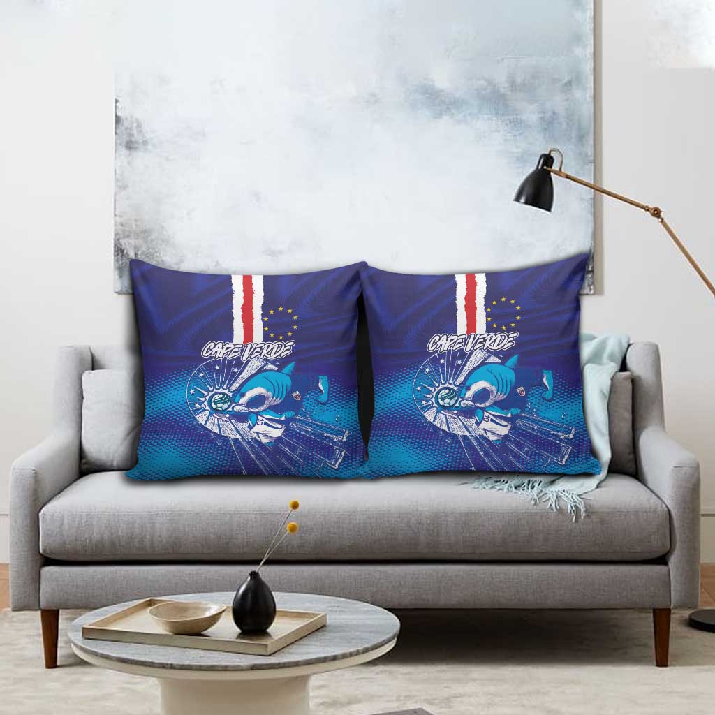 Cape Verde Football Blue Shark Mascot Pillow Cover Glory 2026