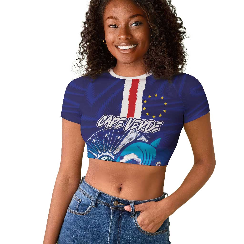 Custom Cape Verde Football Blue Shark Mascot Raglan Cropped T shirt Glory 2026