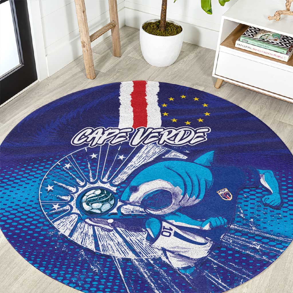 Cape Verde Football Blue Shark Mascot Round Carpet Glory 2026