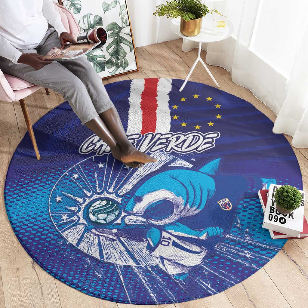 Cape Verde Football Blue Shark Mascot Round Carpet Glory 2026