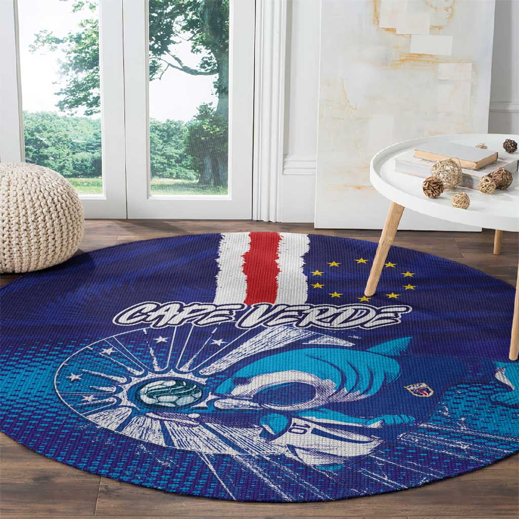 Cape Verde Football Blue Shark Mascot Round Carpet Glory 2026