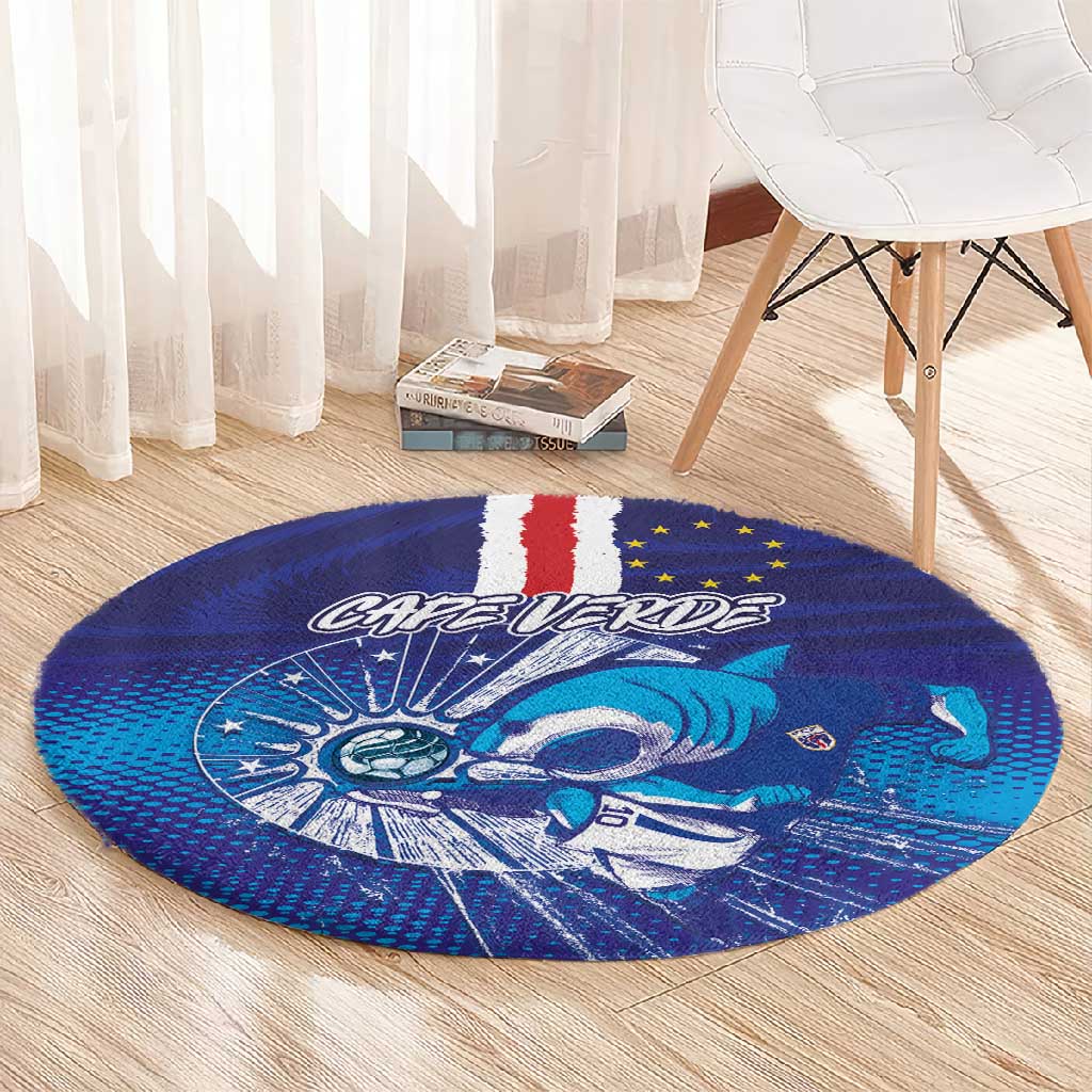 Cape Verde Football Blue Shark Mascot Round Carpet Glory 2026