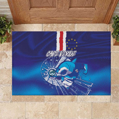 Cape Verde Football Blue Shark Mascot Rubber Doormat Glory 2026