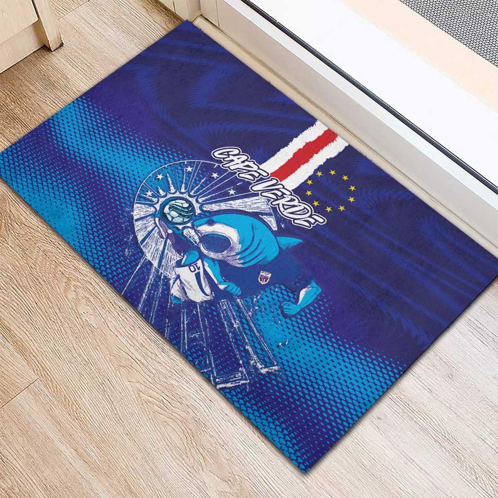 Cape Verde Football Blue Shark Mascot Rubber Doormat Glory 2026