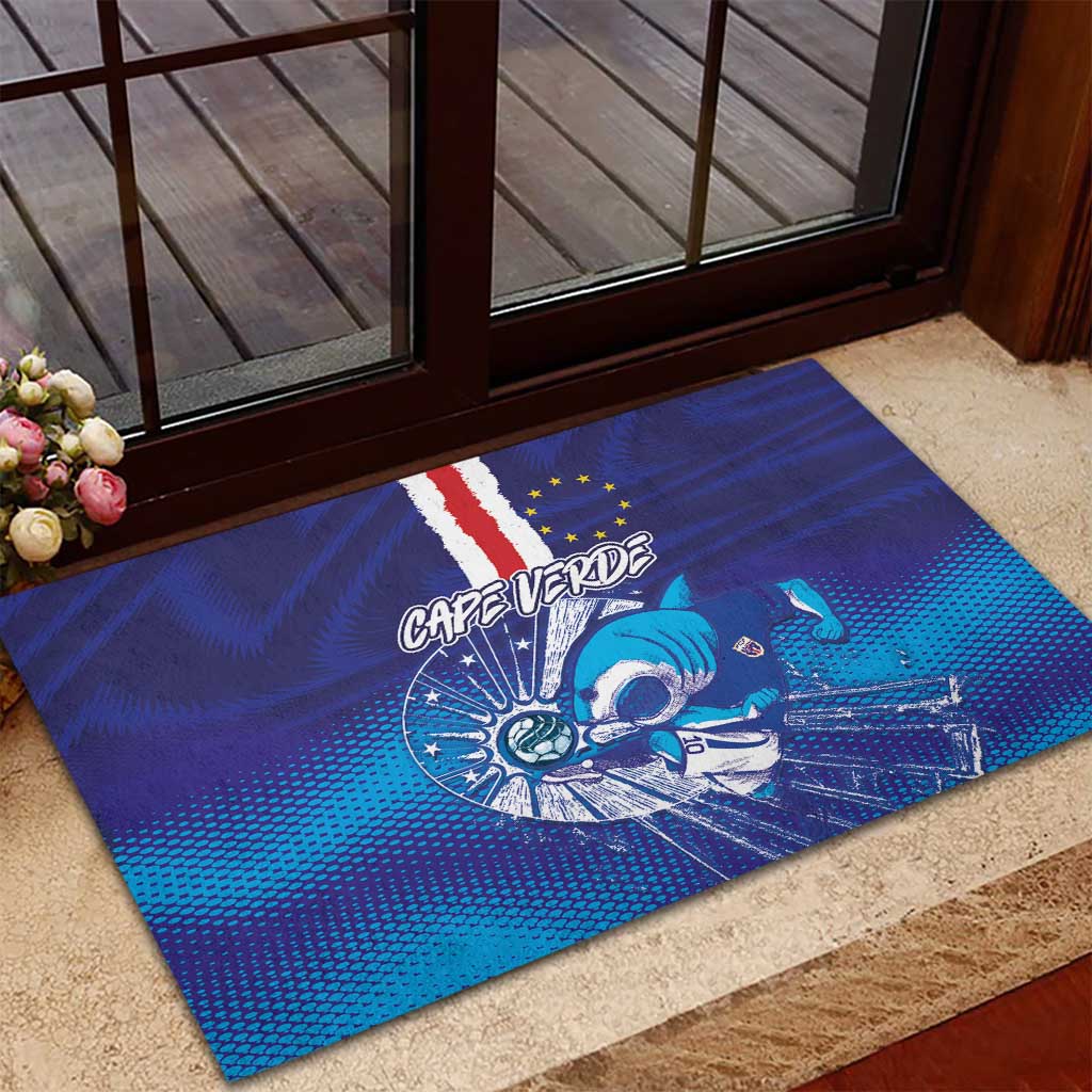 Cape Verde Football Blue Shark Mascot Rubber Doormat Glory 2026