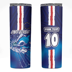 Custom Cape Verde Football Blue Shark Mascot Skinny Tumbler Glory 2026