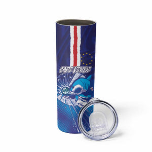Custom Cape Verde Football Blue Shark Mascot Skinny Tumbler Glory 2026