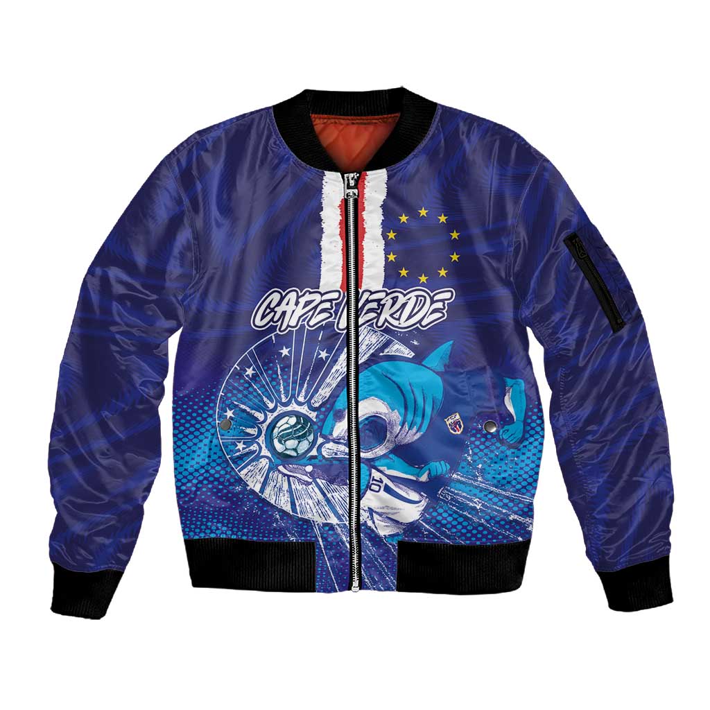 Custom Cape Verde Football Blue Shark Mascot Sleeve Zip Bomber Jacket Glory 2026