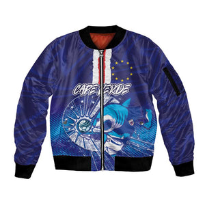 Custom Cape Verde Football Blue Shark Mascot Sleeve Zip Bomber Jacket Glory 2026