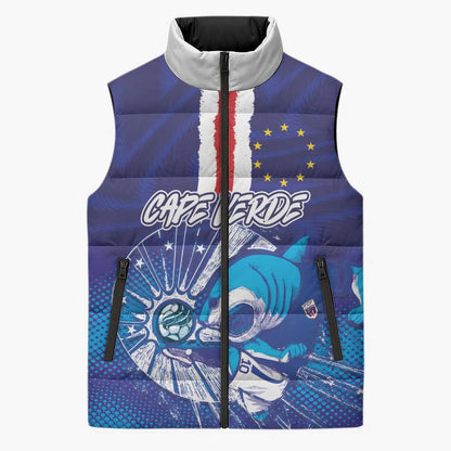 Custom Cape Verde Football Blue Shark Mascot Sleeveless Puffer Jacket Glory 2026