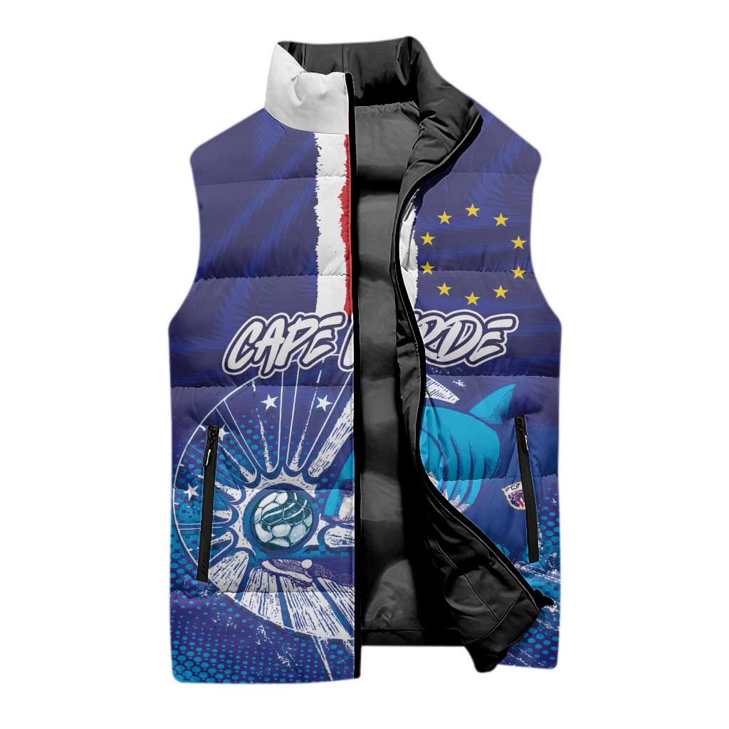 Custom Cape Verde Football Blue Shark Mascot Sleeveless Puffer Jacket Glory 2026