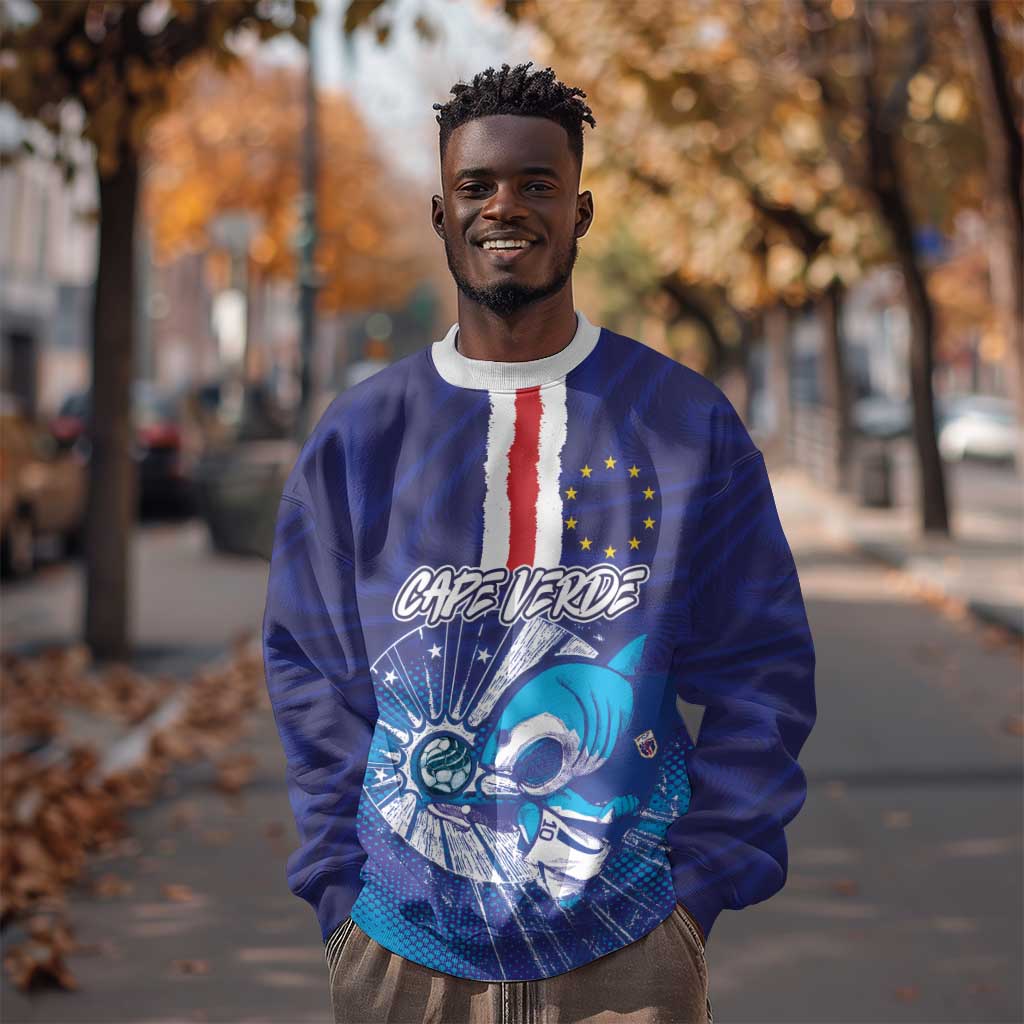 Custom Cape Verde Football Blue Shark Mascot Sweatshirt Glory 2026