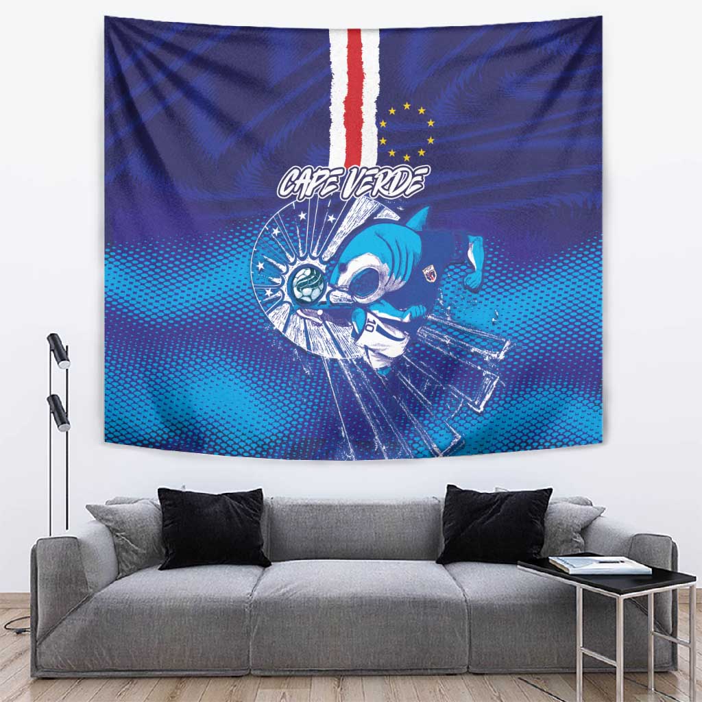 Cape Verde Football Blue Shark Mascot Tapestry Glory 2026