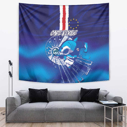 Cape Verde Football Blue Shark Mascot Tapestry Glory 2026
