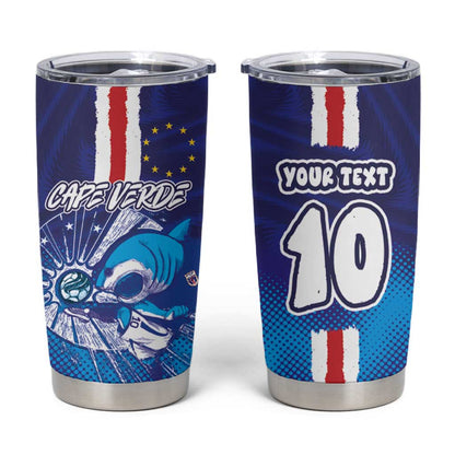 Custom Cape Verde Football Blue Shark Mascot Tumbler Cup Glory 2026