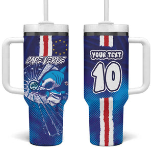 Custom Cape Verde Football Blue Shark Mascot Tumbler With Handle Glory 2026