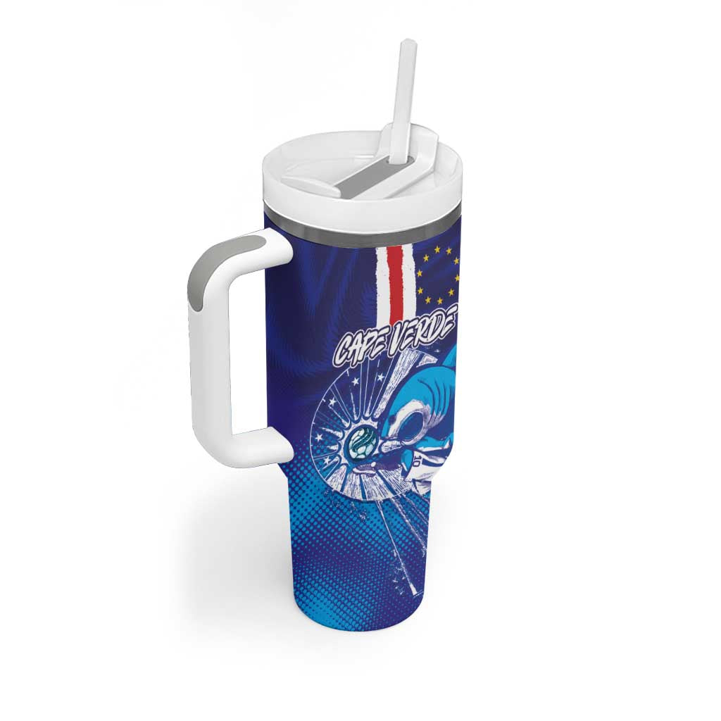Custom Cape Verde Football Blue Shark Mascot Tumbler With Handle Glory 2026
