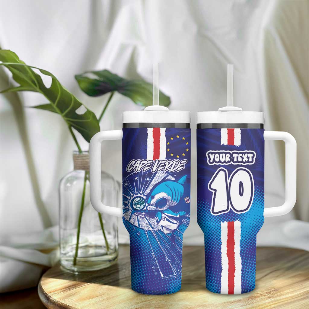 Custom Cape Verde Football Blue Shark Mascot Tumbler With Handle Glory 2026