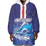 Custom Cape Verde Football Blue Shark Mascot Wearable Blanket Hoodie Glory 2026