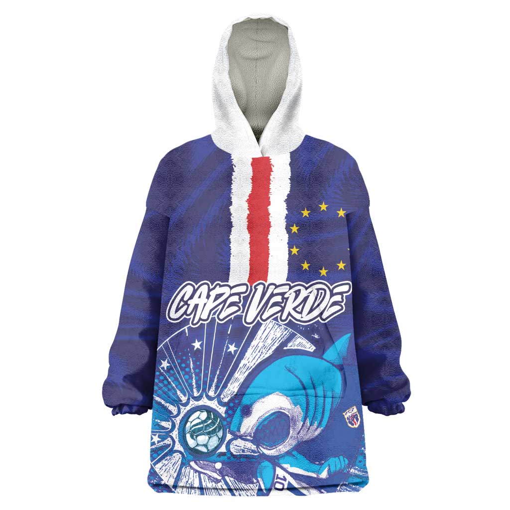 Custom Cape Verde Football Blue Shark Mascot Wearable Blanket Hoodie Glory 2026