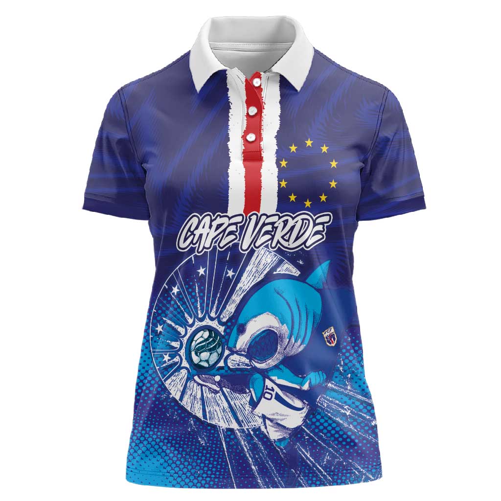 Custom Cape Verde Football Blue Shark Mascot Women Polo Shirt Glory 2026