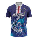 Custom Cape Verde Football Blue Shark Mascot Zipper Polo Shirt Glory 2026